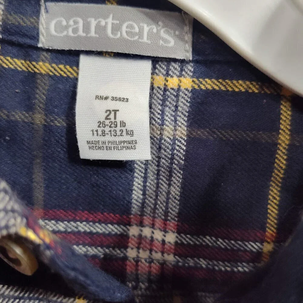 Carter's Y2K Buttoned Down Flannel Boys 2T 100% Cotton NWT